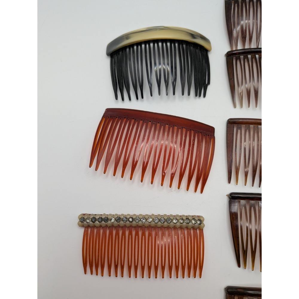 Vintage Goody Mini Hair Combs Side Pin Brown Marble Tortoise 2" USA - Picture 5 of 16